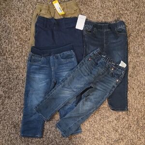 Flapdoodles Kids Jeans and Pants Set - Blue and Tan